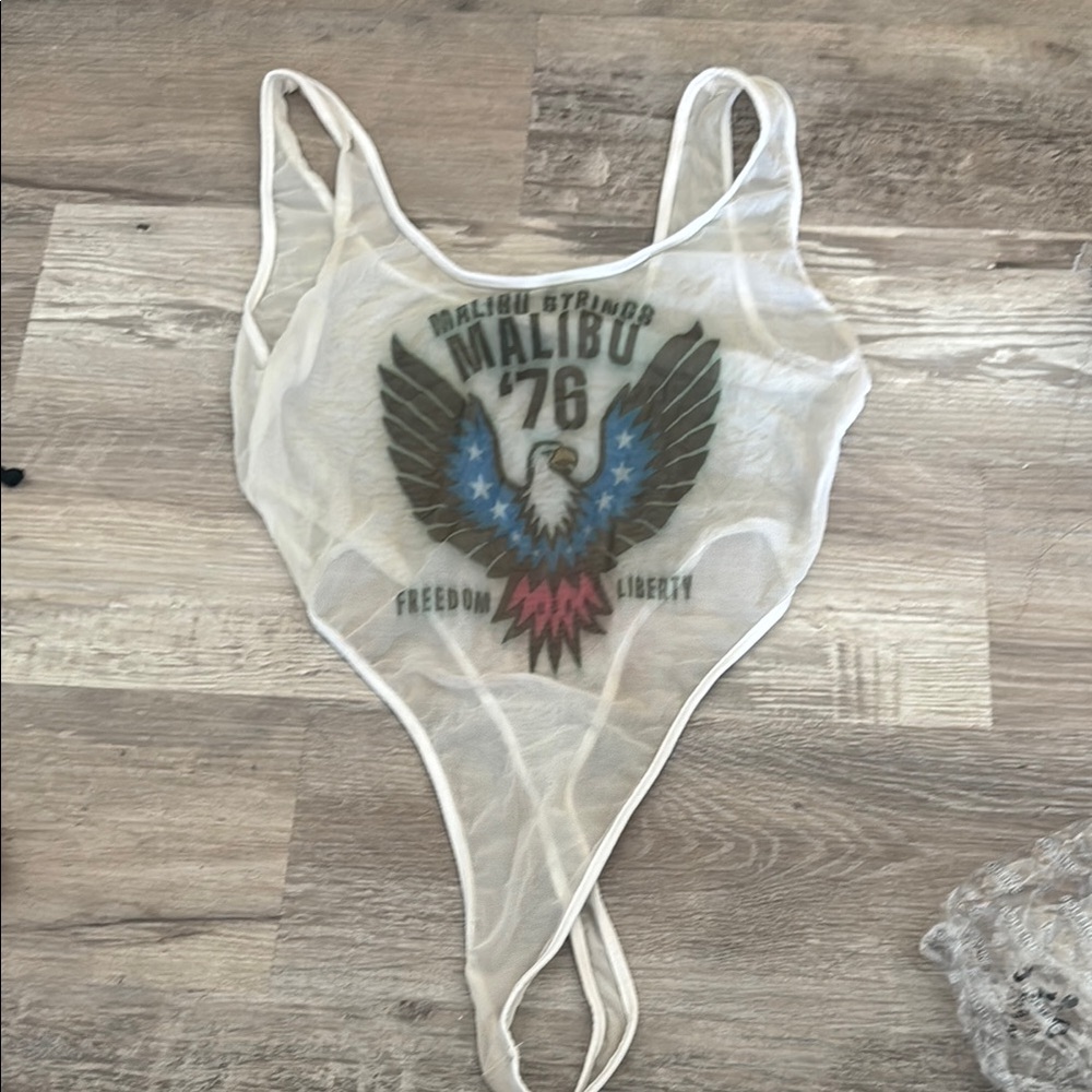 Blue and White Tie-Dye One Piece Swimsuit